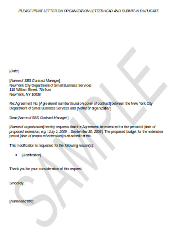 Detail Contract Extension Letter Template Nomer 26