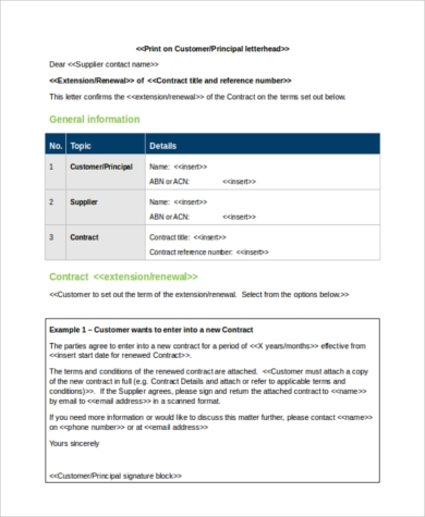 Detail Contract Extension Letter Template Nomer 29