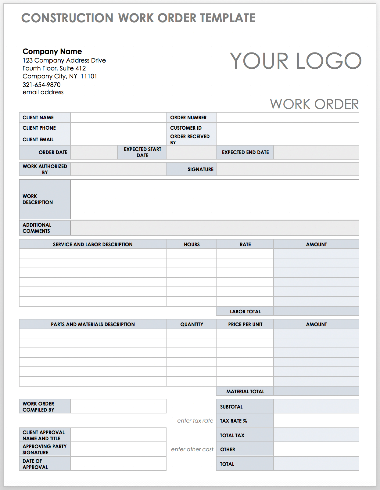 Contractor Work Order Template - KibrisPDR