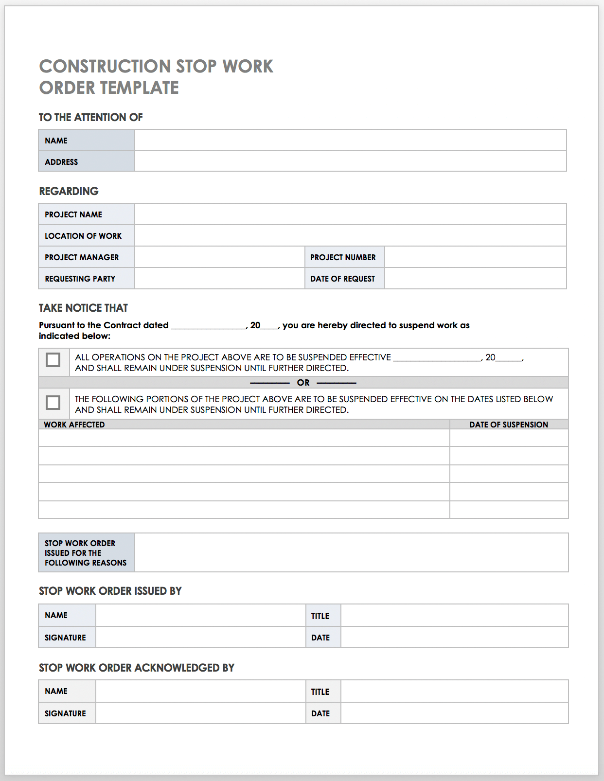 Detail Contractor Work Order Template Nomer 2