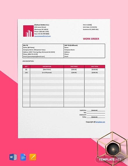 Detail Contractor Work Order Template Nomer 27