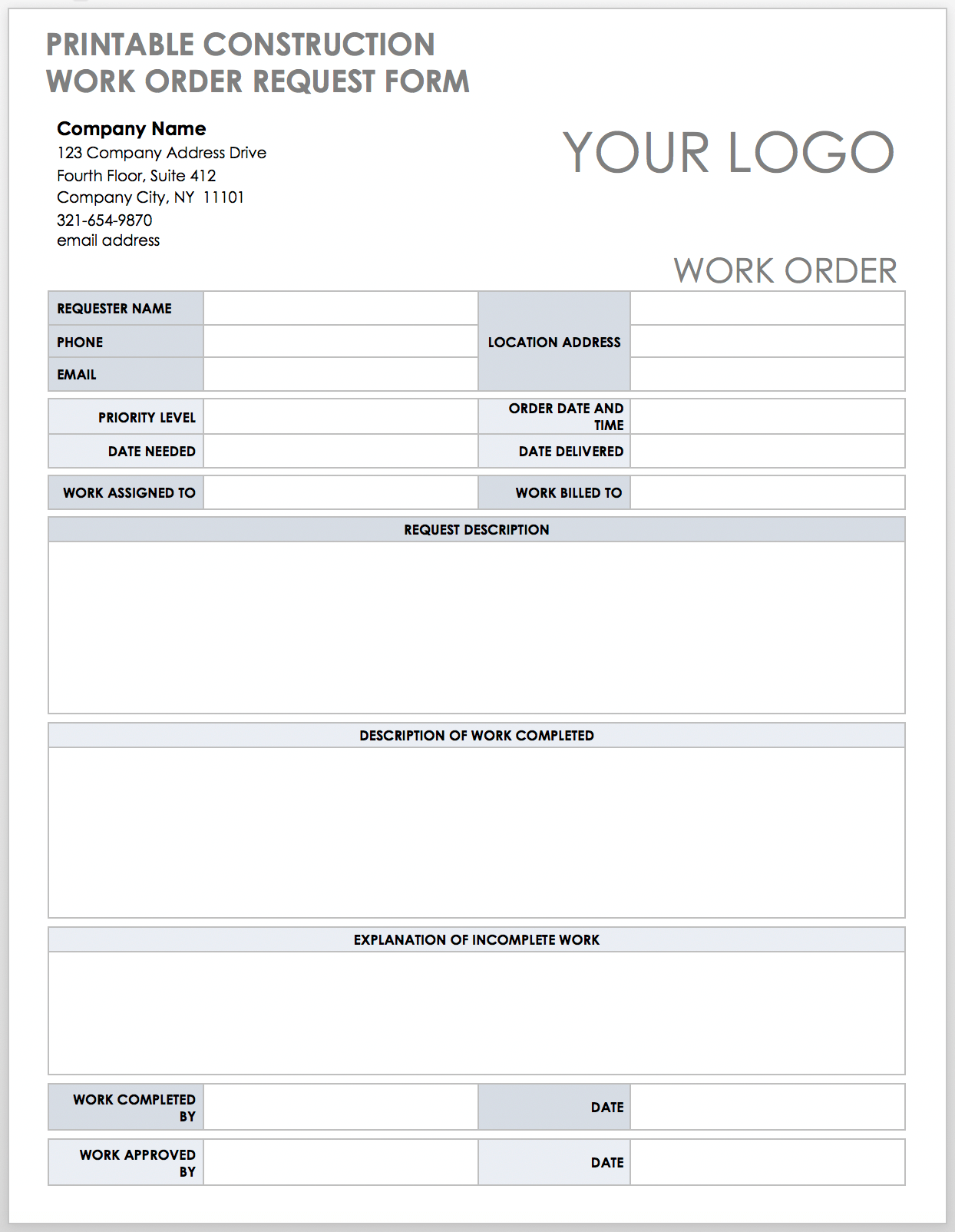 Detail Contractor Work Order Template Nomer 4