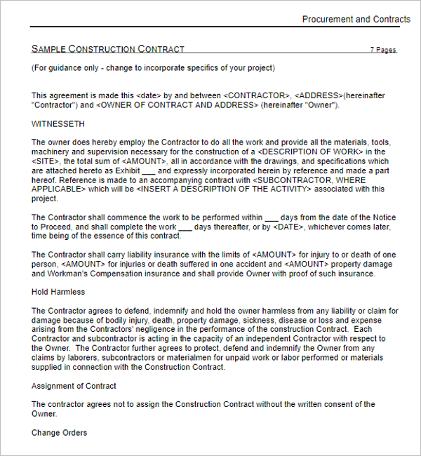 Detail Contractor Work Order Template Nomer 37