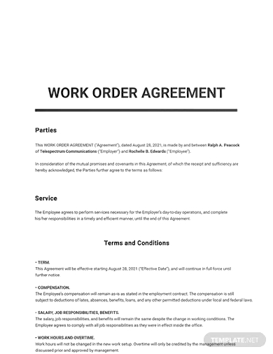 Detail Contractor Work Order Template Nomer 43