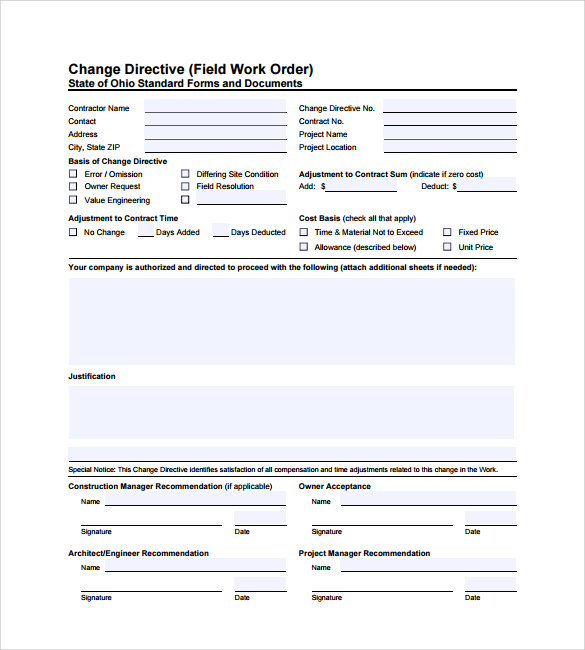 Detail Contractor Work Order Template Nomer 48