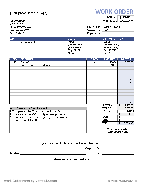 Detail Contractor Work Order Template Nomer 7
