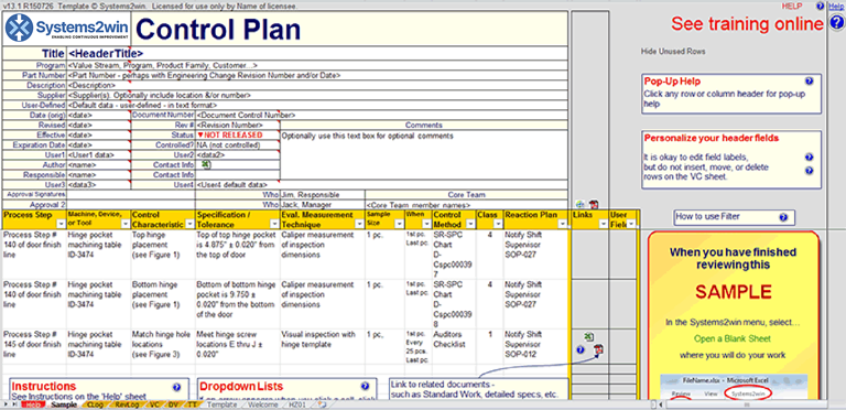 Detail Control Plan Template Nomer 12