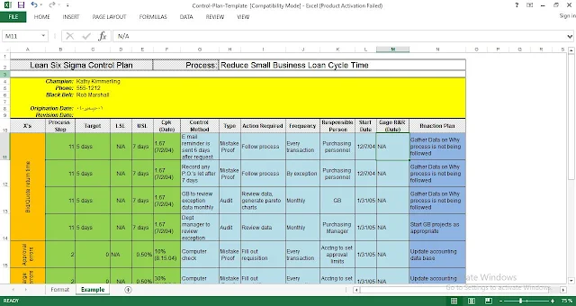 Detail Control Plan Template Nomer 25