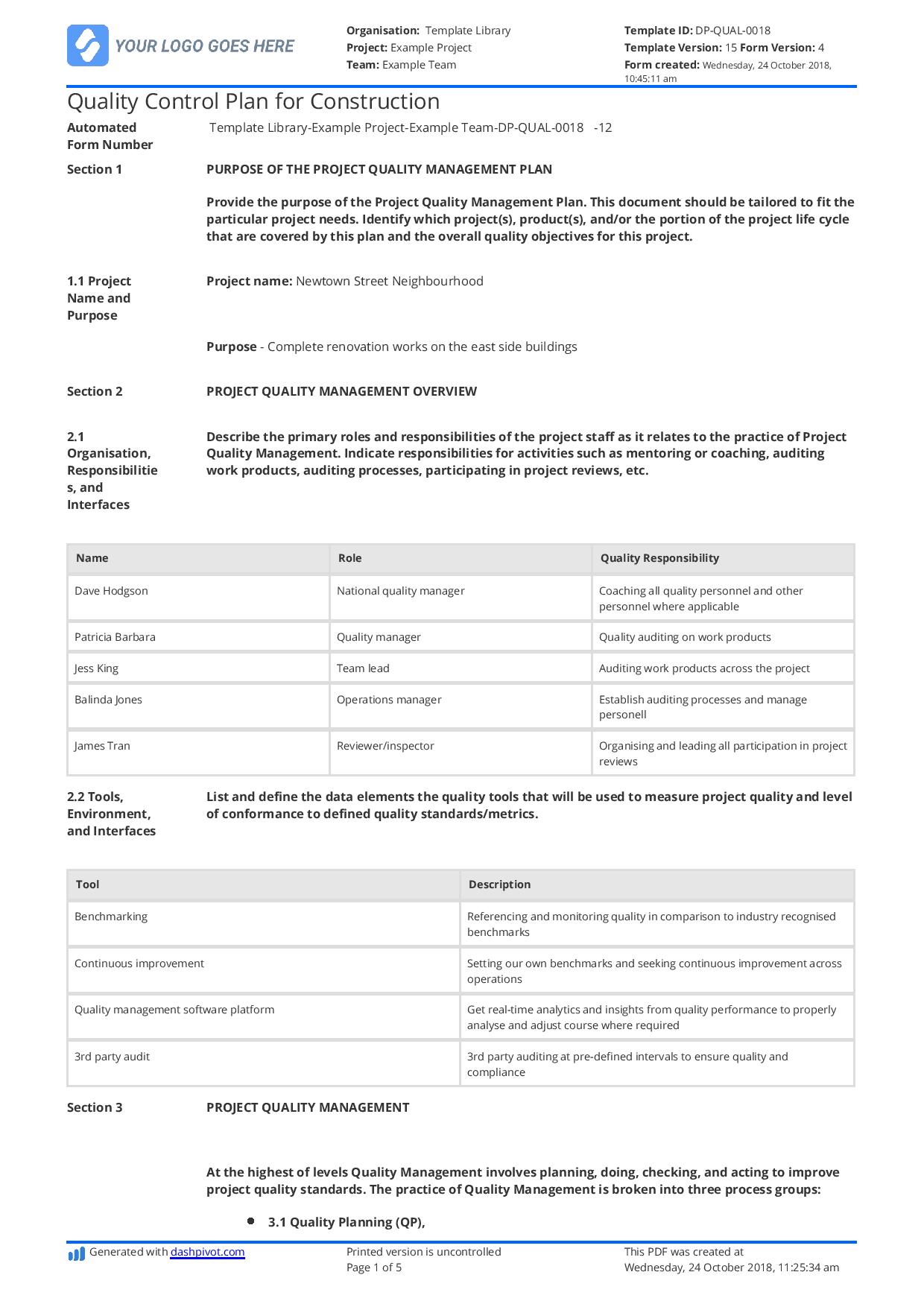 Detail Control Plan Template Nomer 33