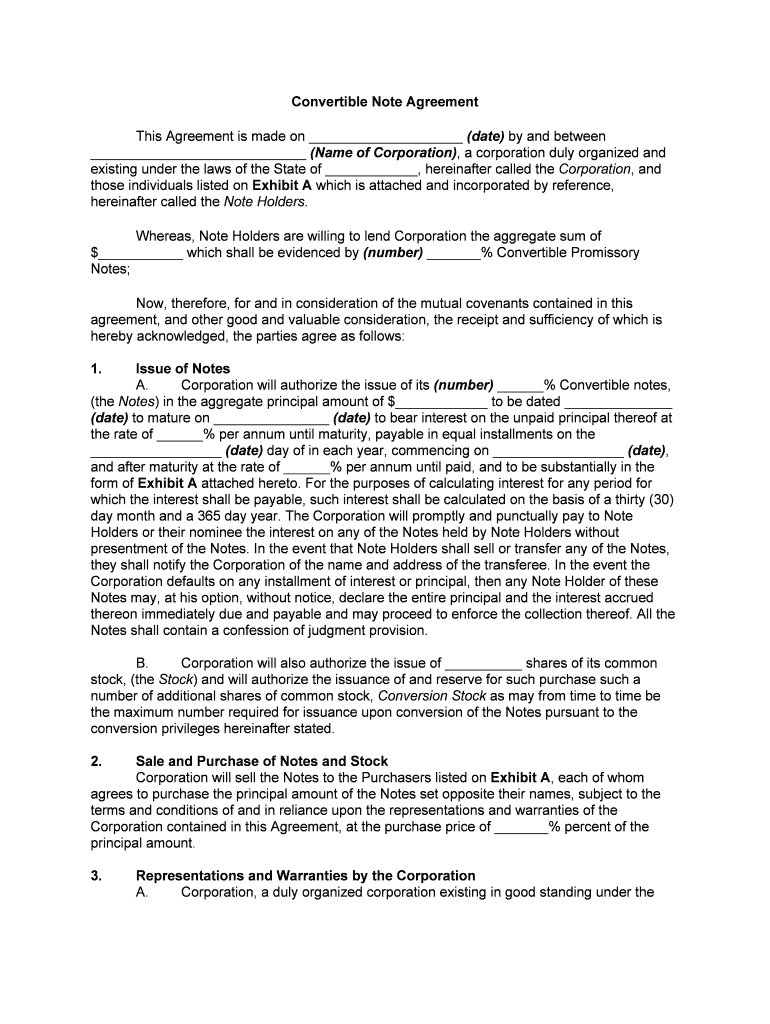 Detail Convertible Note Template Nomer 29