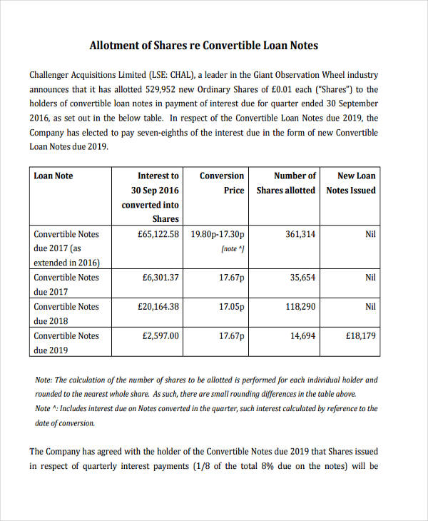 Detail Convertible Note Template Nomer 47