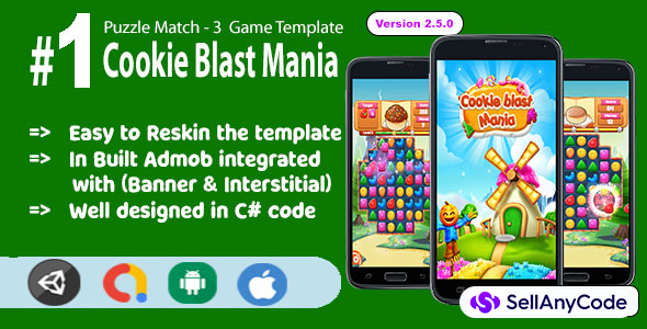 Detail Cookie Blast Mania Match 3 Template Nomer 6