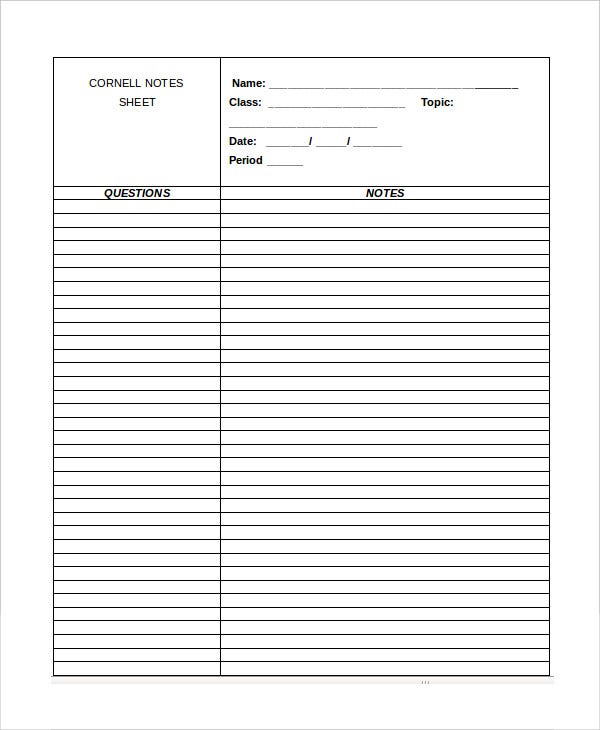 Detail Cornell Notebook Template Nomer 15