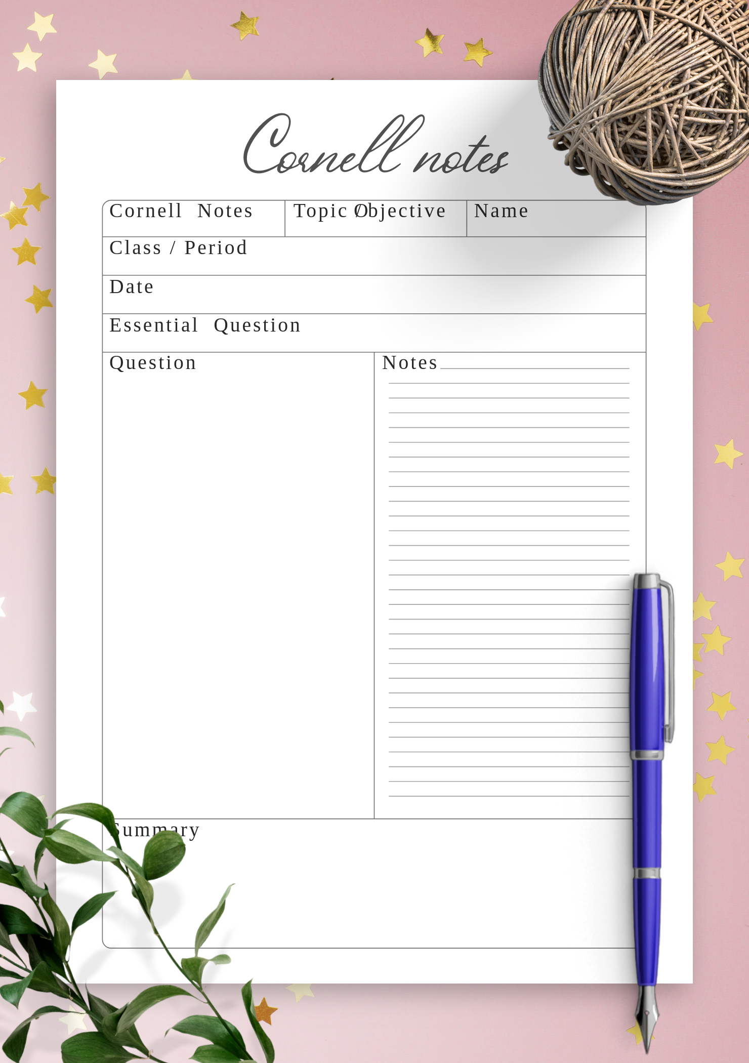 Detail Cornell Notebook Template Nomer 30