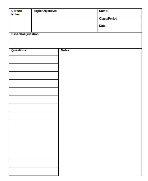 Detail Cornell Notebook Template Nomer 10