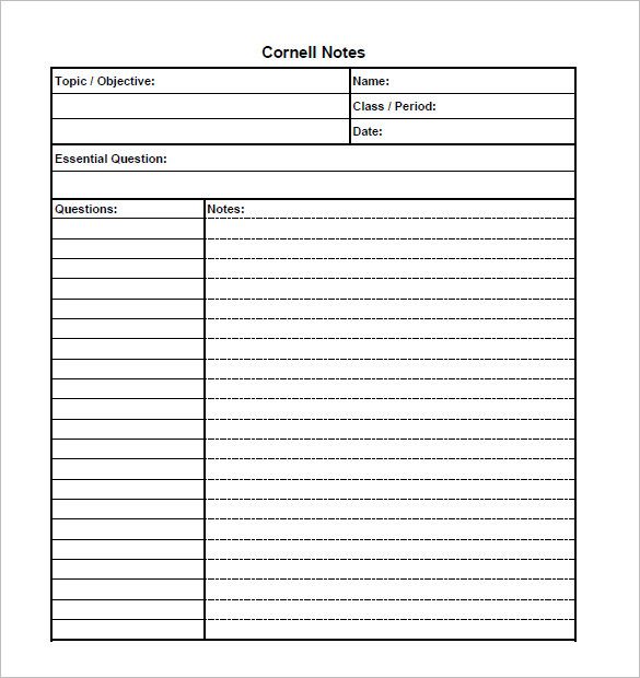 Detail Cornell Notes Template Nomer 13