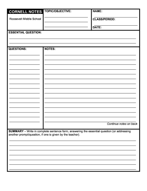 Detail Cornell Notes Template Nomer 17