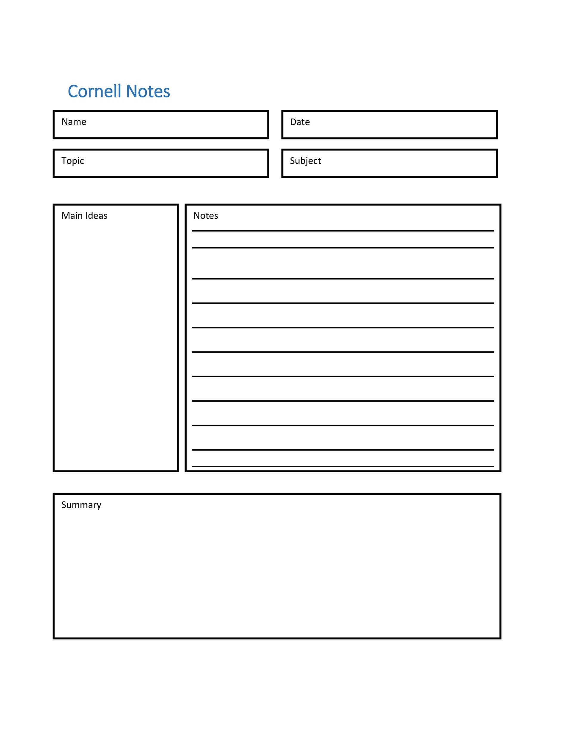 Detail Cornell Notes Template Nomer 3