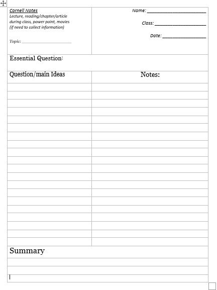 Detail Cornell Notes Template Nomer 22