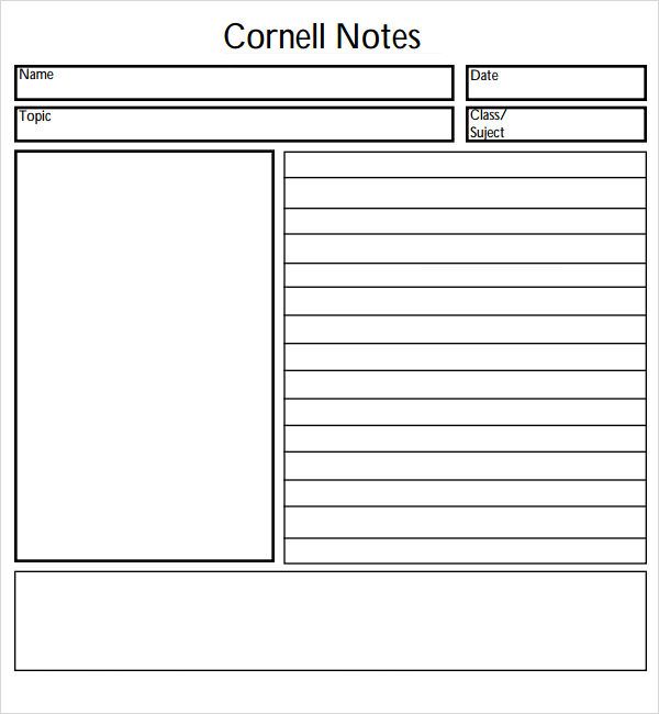 Detail Cornell Notes Template Nomer 30