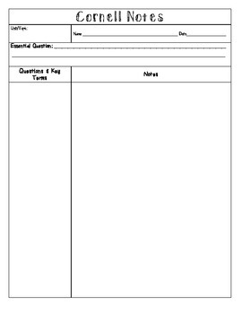 Detail Cornell Notes Template Nomer 33