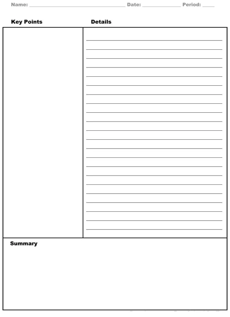 Detail Cornell Notes Template Nomer 5