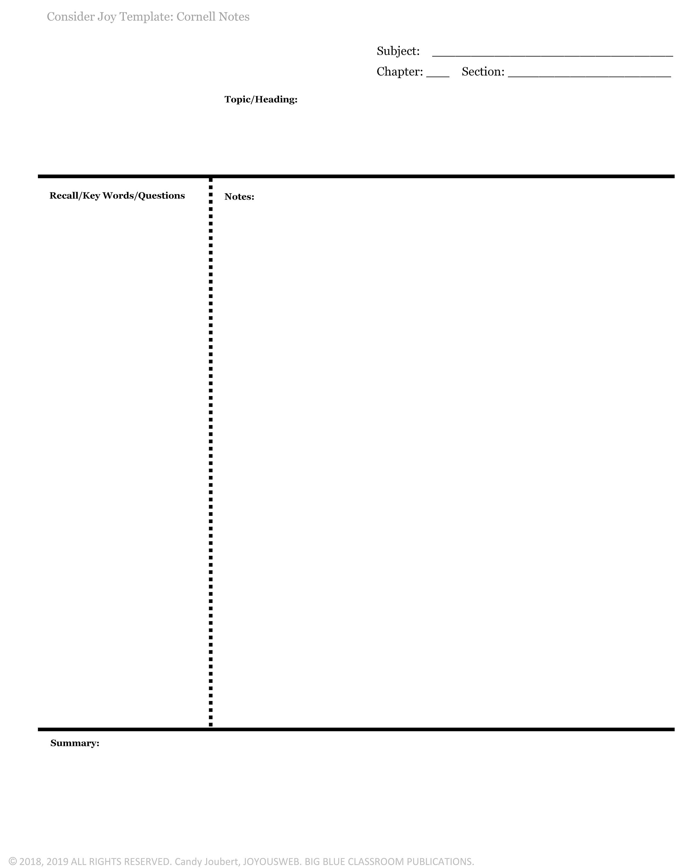 Detail Cornell Notes Template Nomer 41