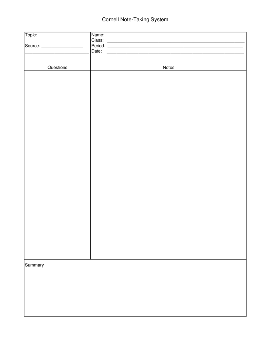 Detail Cornell Notes Template Nomer 43