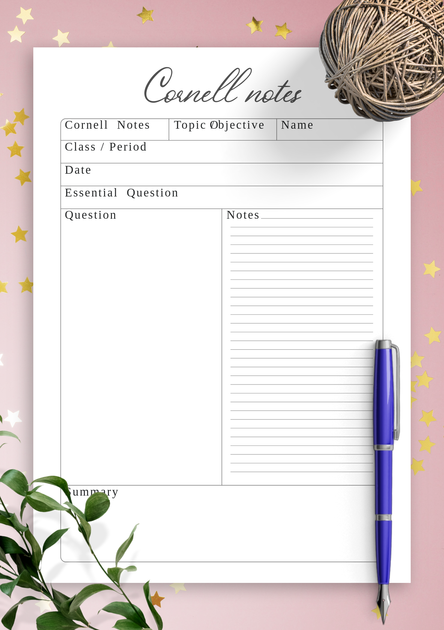 Detail Cornell Notes Template Nomer 49