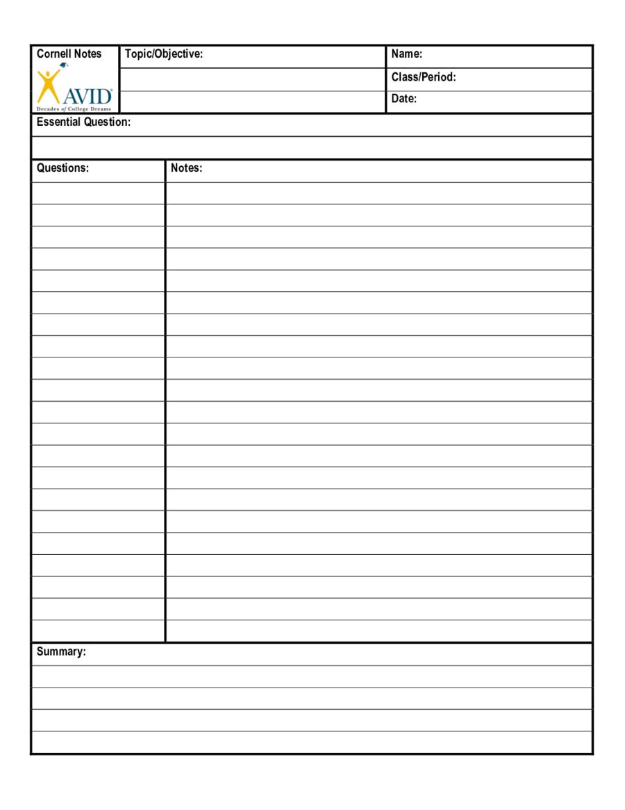 Detail Cornell Notes Template Nomer 51