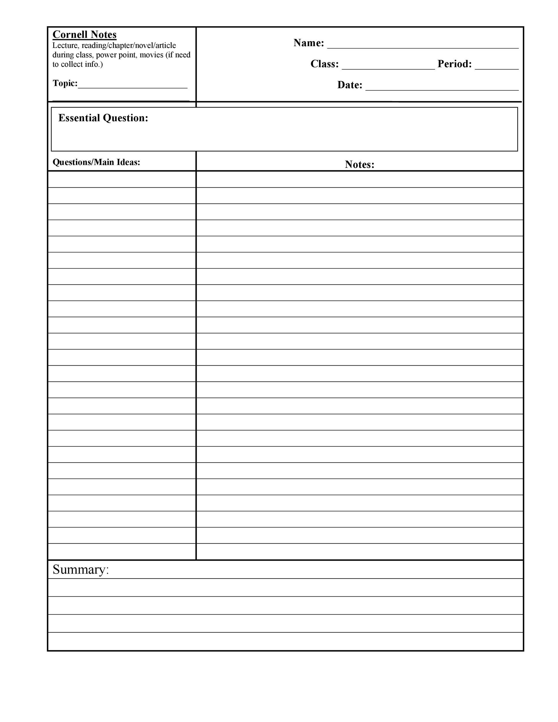 Detail Cornell Notes Template Nomer 9