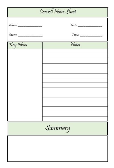 Detail Cornell Notes Template For Onenote Nomer 34