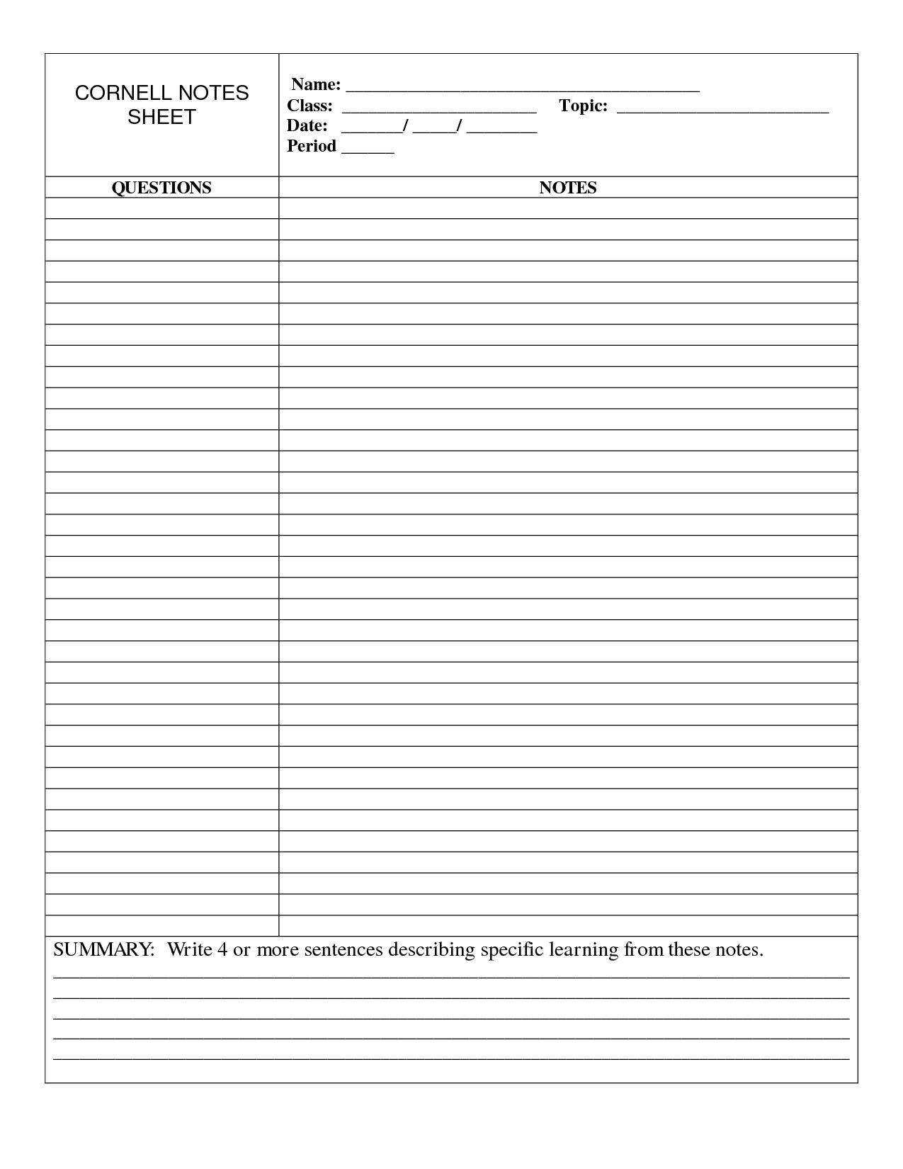 Detail Cornell Notes Template For Onenote Nomer 42