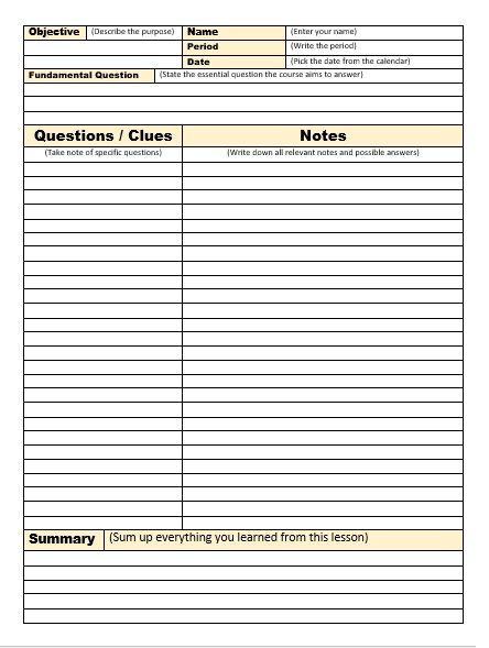 Detail Cornell Notes Template For Onenote Nomer 46