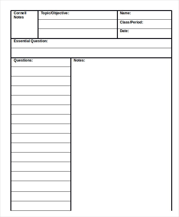 Detail Cornell Notes Template For Onenote Nomer 49