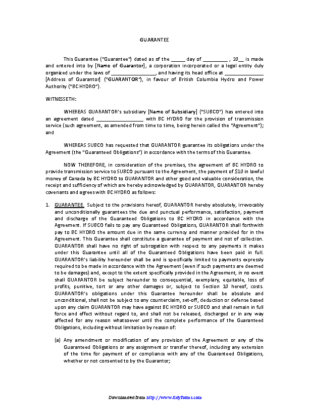 Detail Corporate Guarantee Template Nomer 18