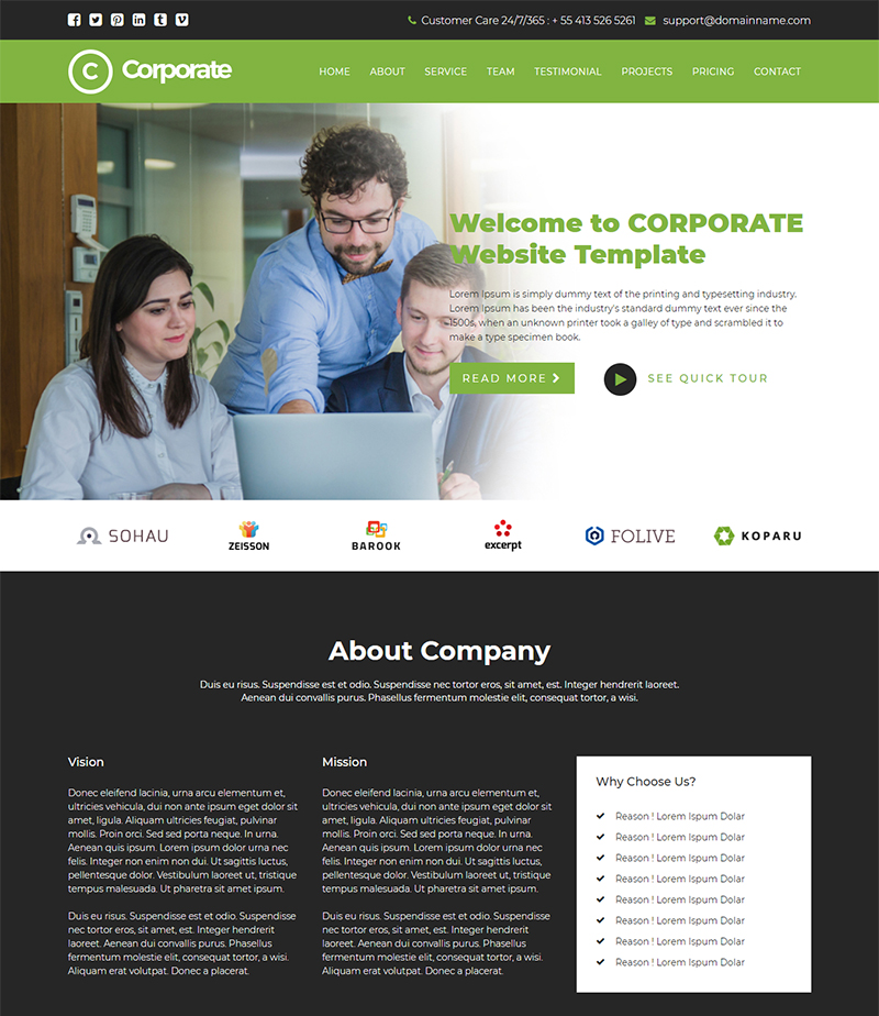 Detail Corporate Template Html Nomer 7