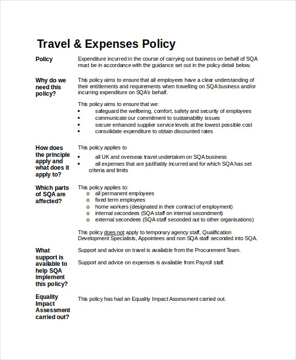 Detail Corporate Travel Policy Template Nomer 12