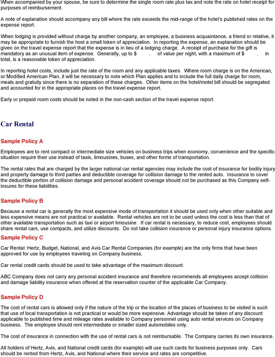 Detail Corporate Travel Policy Template Nomer 26