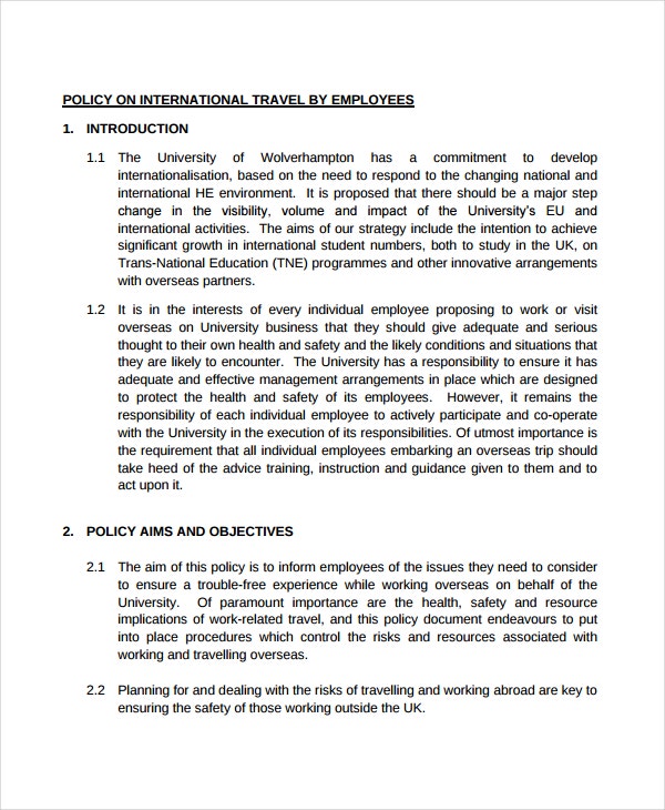 Detail Corporate Travel Policy Template Nomer 49