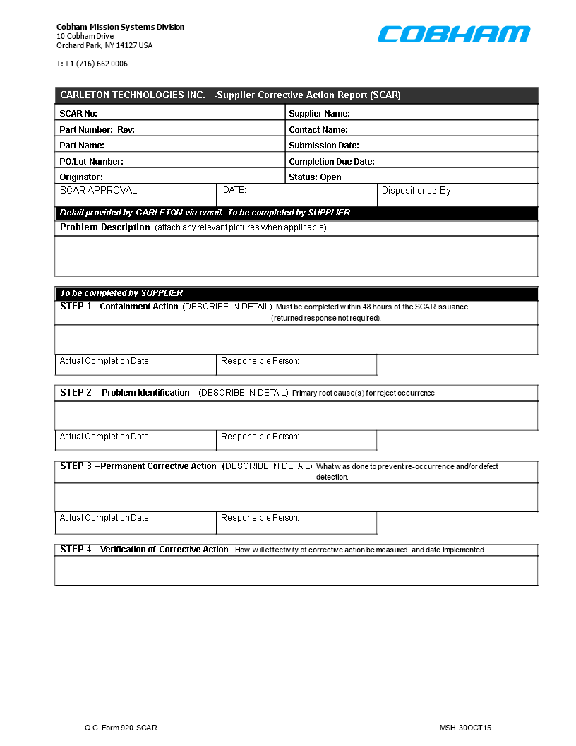 Detail Corrective Action Report Template Excel Nomer 35