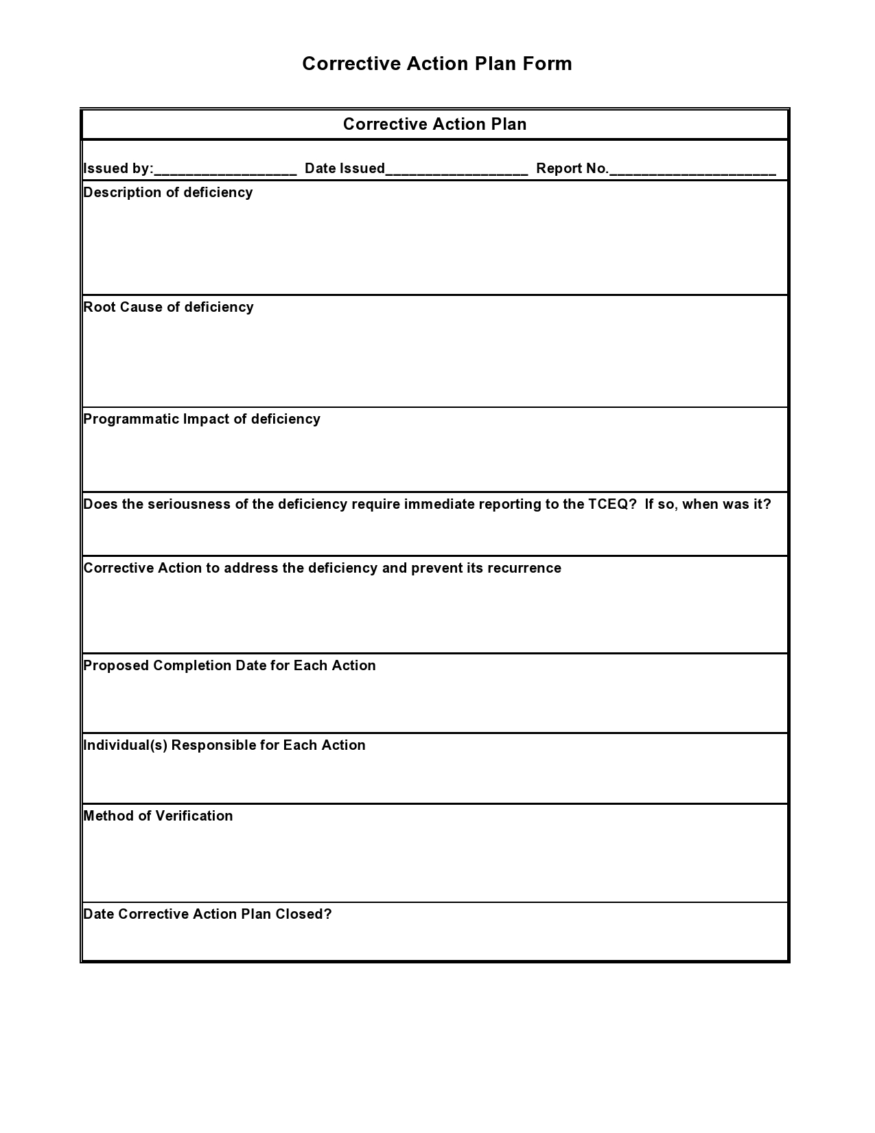 Detail Corrective Action Report Template Excel Nomer 6