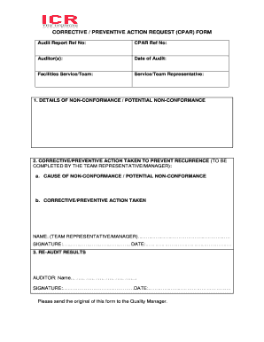 Detail Corrective And Preventive Action Form Template Nomer 20