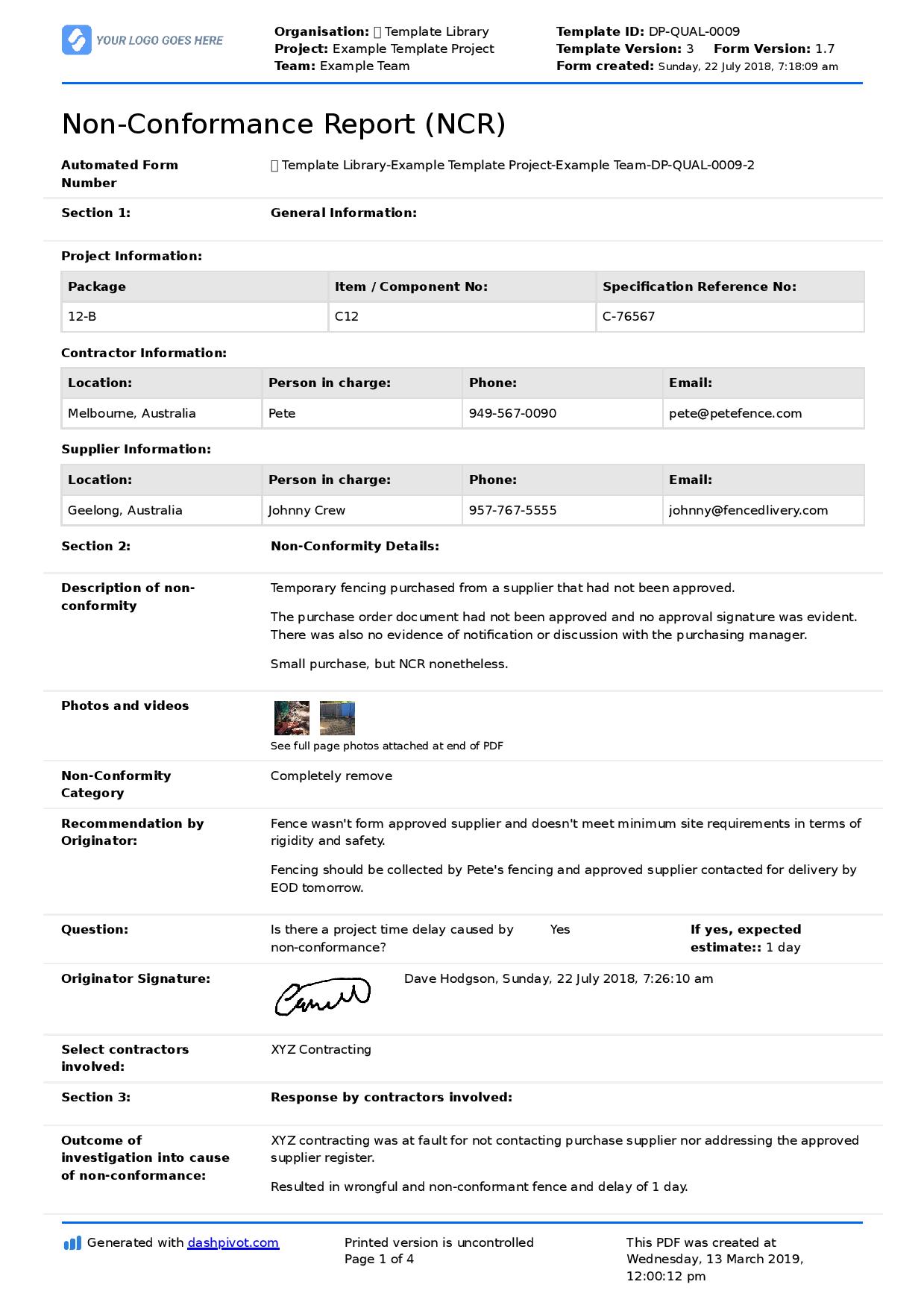 Detail Corrective And Preventive Action Form Template Nomer 5