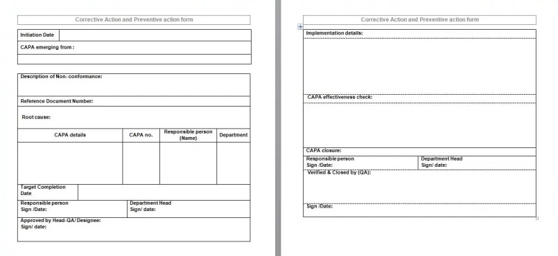 Detail Corrective And Preventive Action Form Template Nomer 41