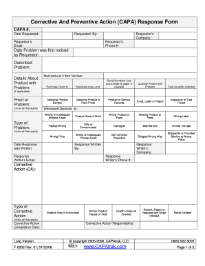 Detail Corrective And Preventive Action Form Template Nomer 46