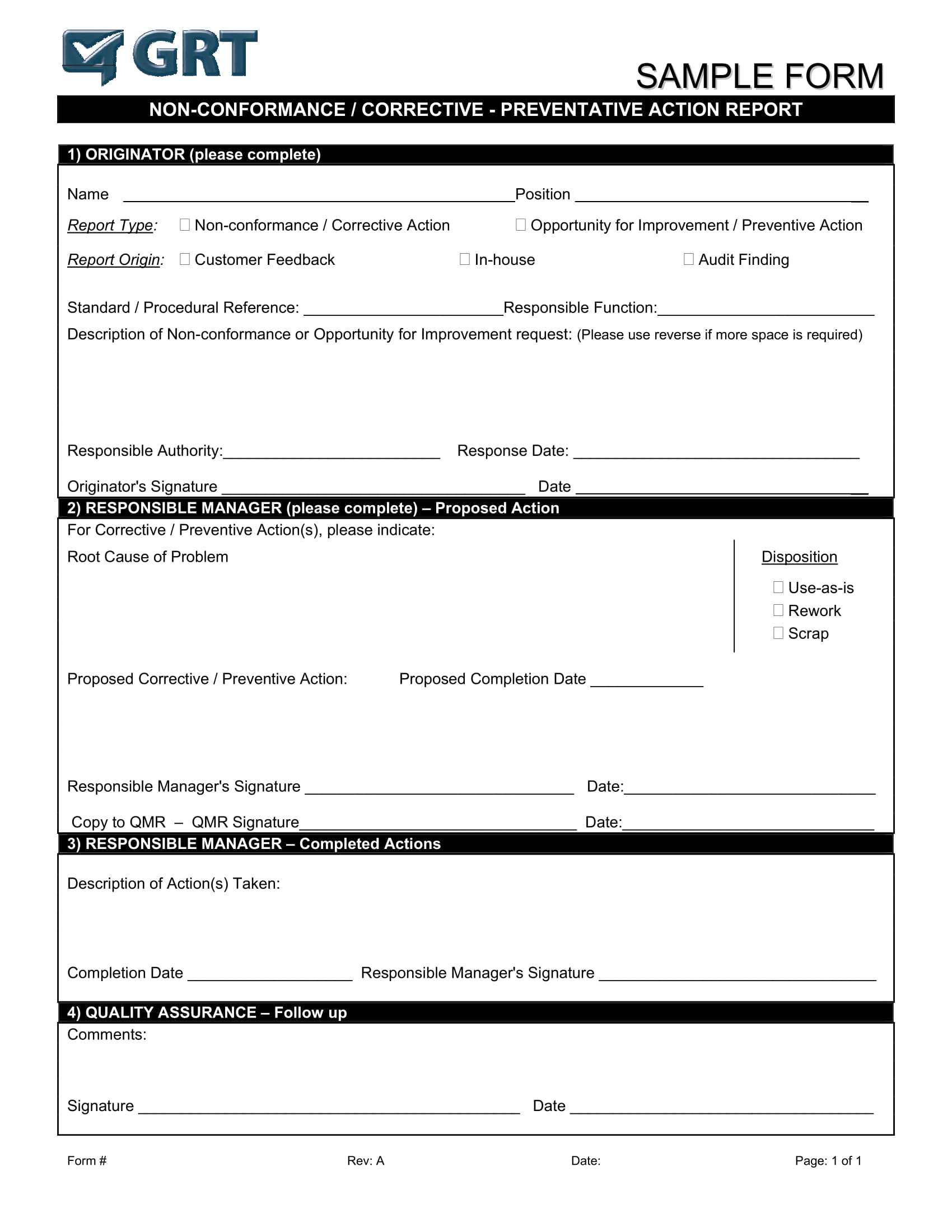 Detail Corrective And Preventive Action Form Template Nomer 49