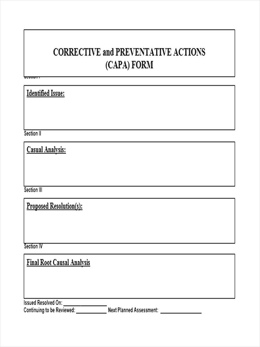 Detail Corrective And Preventive Action Template Nomer 16
