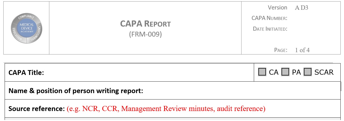 Detail Corrective And Preventive Action Template Nomer 22