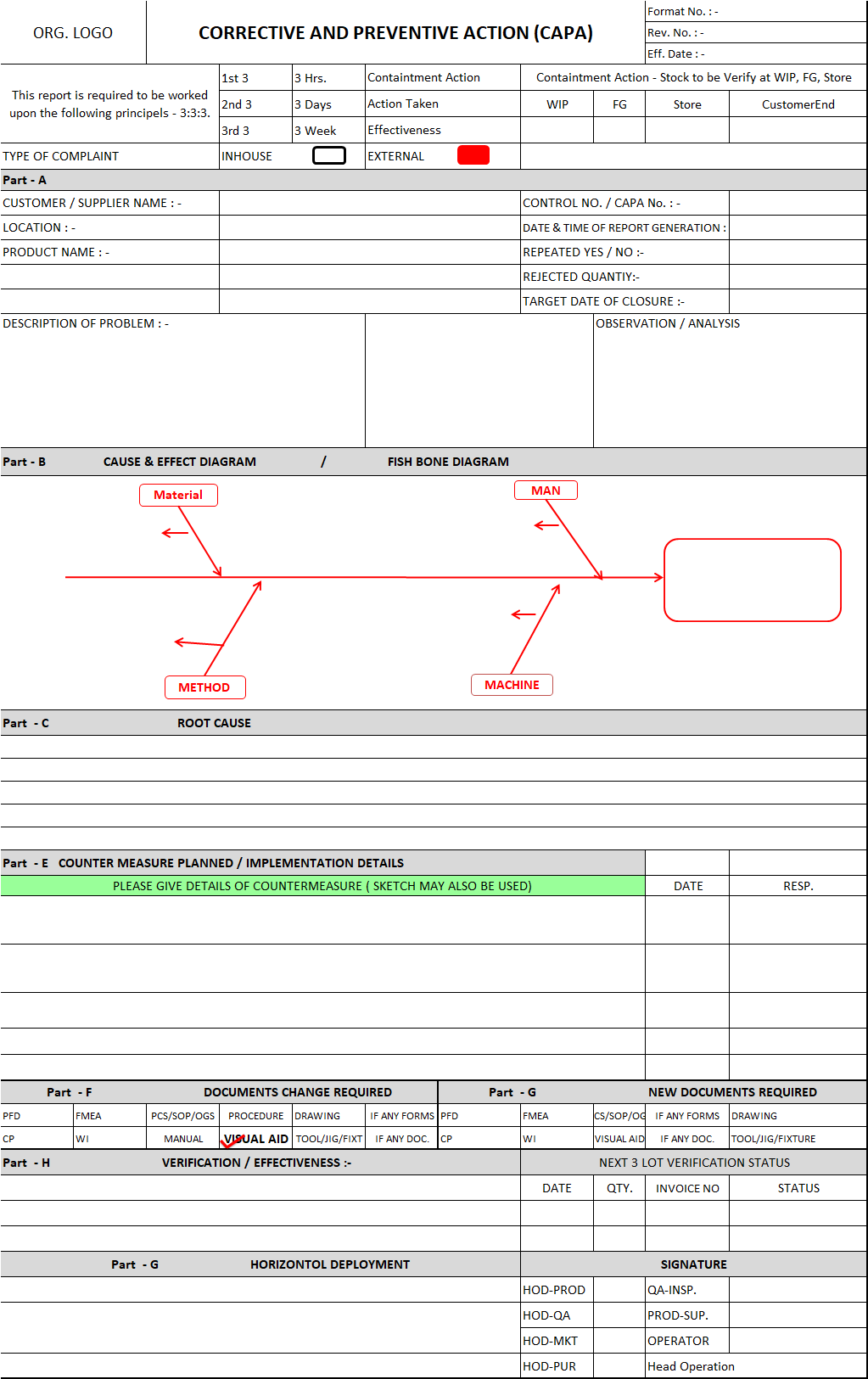 Detail Corrective And Preventive Action Template Nomer 34